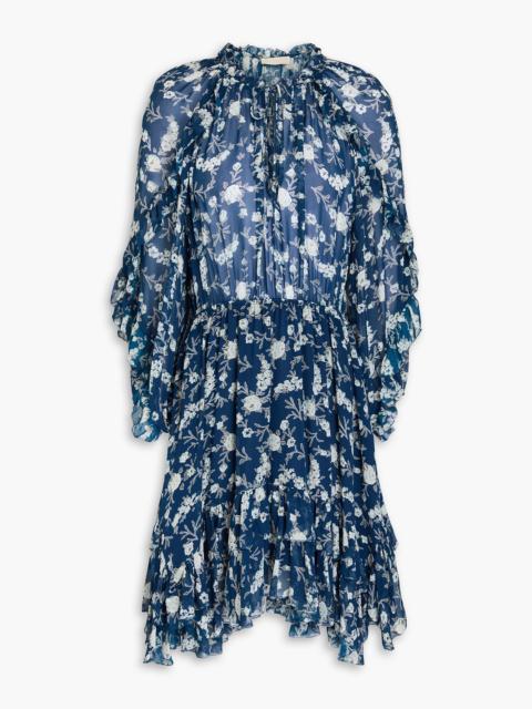 ULLA JOHNSON Alissa ruffled floral-print silk-georgette mini dress