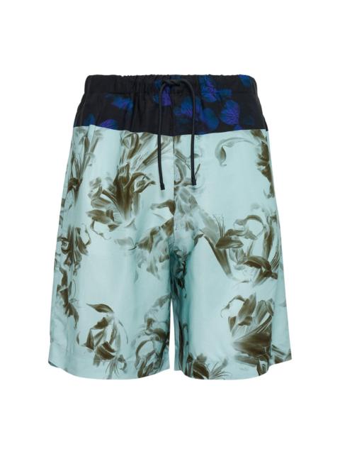 Dries Van Noten Nerine Flower Border Print Viscose Shorts