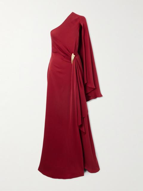 TOM FORD Embellished One-sleeve Draped Silk-crepe Gown