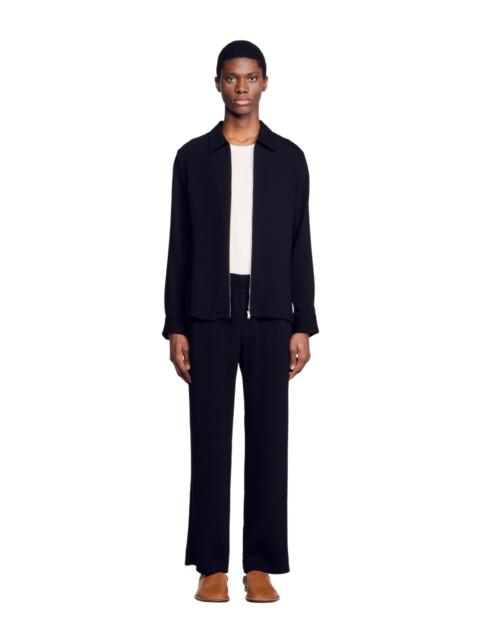 SANDRO Pleated shirt in Black at Nordstrom