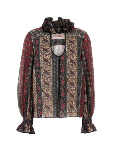 Valentino Printed cotton blend blouse