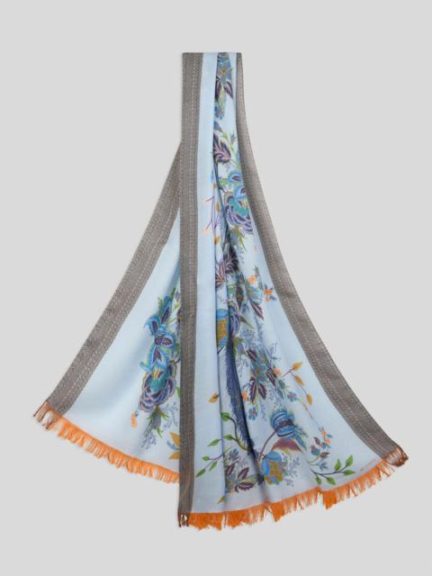 Etro WOOL SCARF WITH PEACOCKS