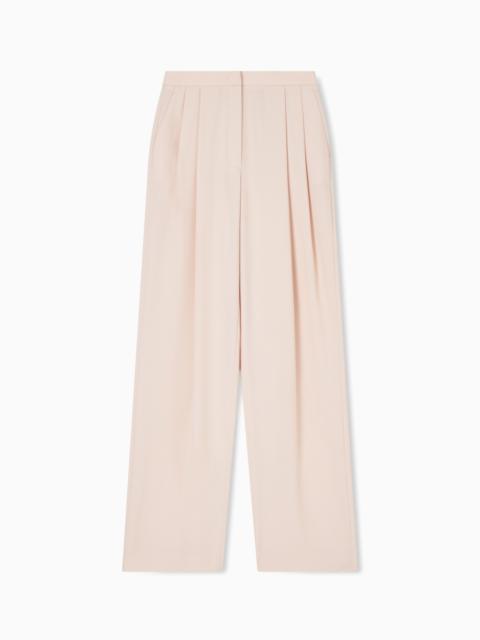 EMPORIO ARMANI TECHNICAL GABARDINE TROUSERS WITH PLEATS
