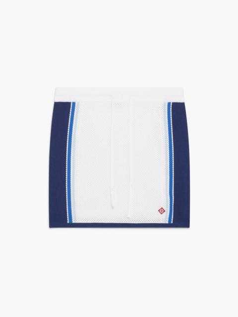 CASABLANCA White & Blue Striped Mesh Mini Skirt | Casablanca Paris