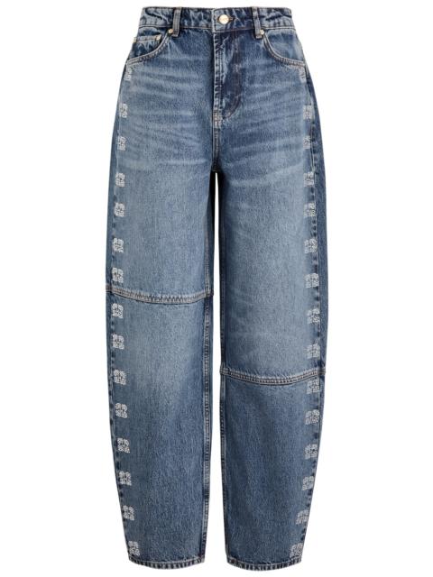 GANNI Sparkle Stary crystal-embellished barrel-leg jeans