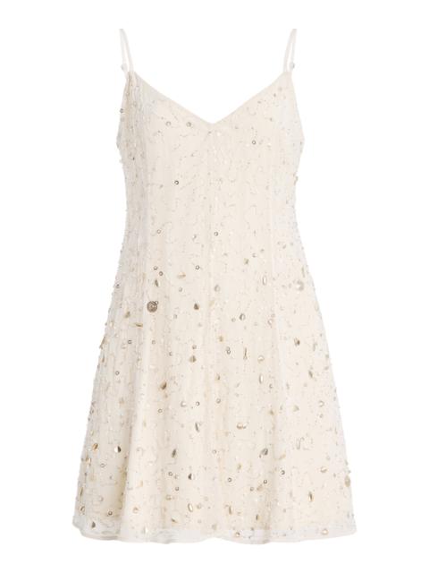 STAUD Emily Embellished Chiffon Mini Dress ivory