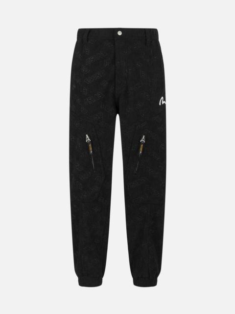 EVISU Allover Evisu Deboss Print and Seagull Embroidery Relax Fit Woven Joggers