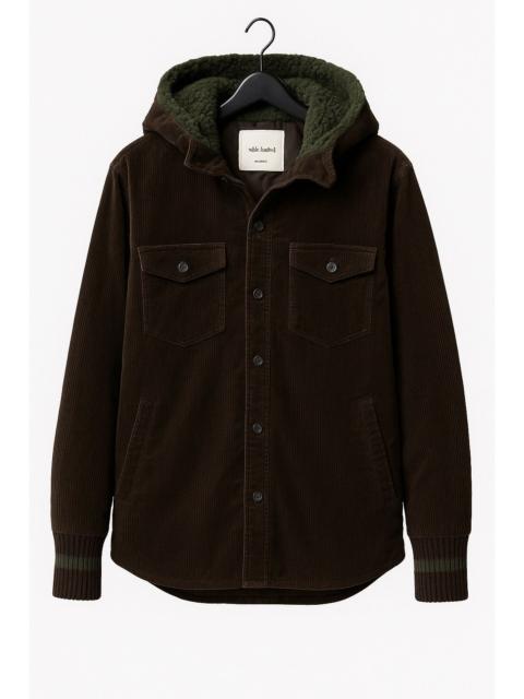 Other Designers WHIZ LIMITED - Brown Corduroy Hooded Jacket with Knit Cuffs & Sherpa Lining