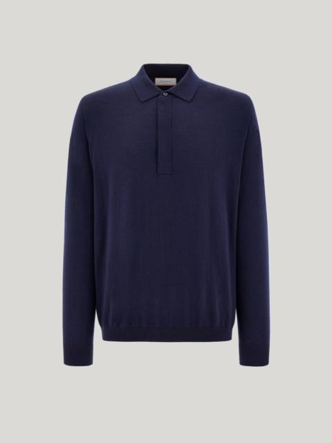 Canali CANALI NUVOLA DARK NAVY SEAMLESS EXTRA-FINE MERINO WOOL POLO SHIRT