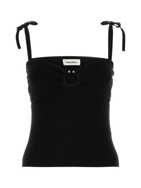 Nanushka Black stretch viscose blend Savera top