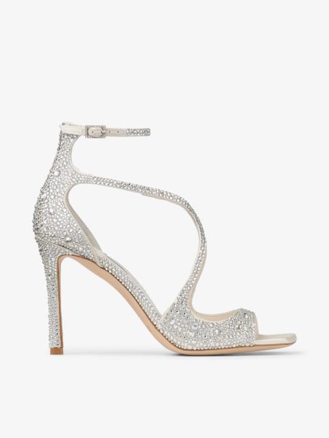 JIMMY CHOO Azia 95
Ivory Satin Pumps with Crystal Embellishment