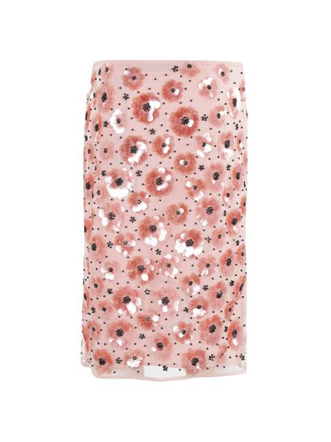 Rotate Ladies Peachskin Flower Sequins Skirt