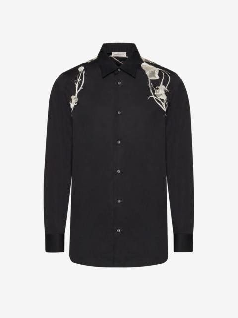 Alexander McQueen Men's Pressed Flower Harness Shirt in Black