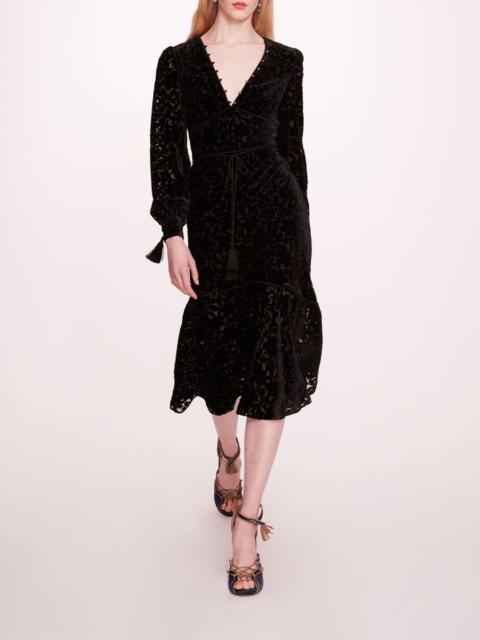 Marchesa VELVET BURNOUT MIDI DRESS