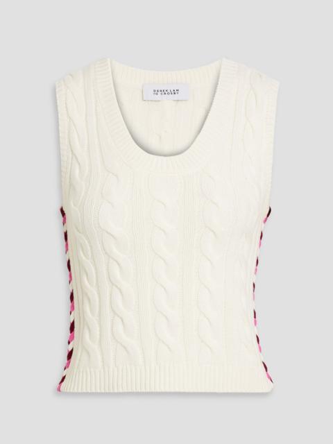 DEREK LAM 10 CROSBY Yuna embroidered cable-knit wool vest