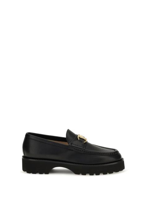 Valentino Valentino Garavani VLogo Signature Leather Loafers Black