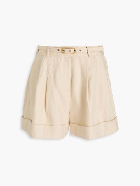 Zimmermann Belted linen shorts