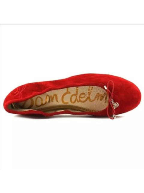 Other Designers Sam Edelman Felicia Ballet Flats Bow Almond Toe Slip On Suede Leather Red US 5