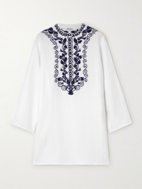 Loro Piana Embroidered Linen Blouse