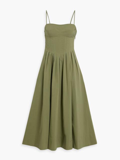 SIMKHAI Kittiya pleated cotton-blend poplin midi dress