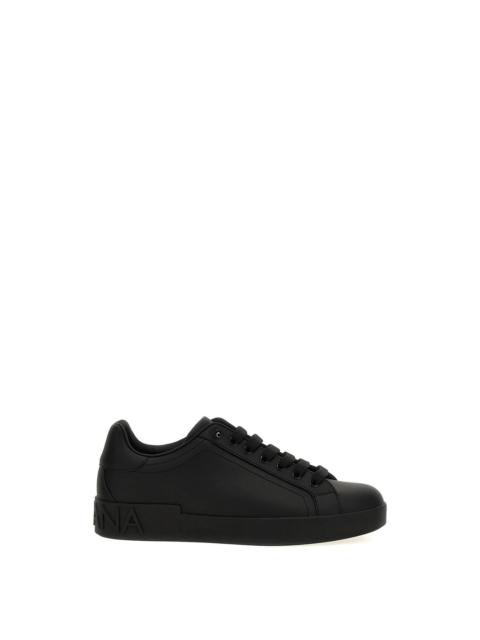 Dolce & Gabbana DOLCE&GABBANA Portofino Black Leather Sneakers New & Authent