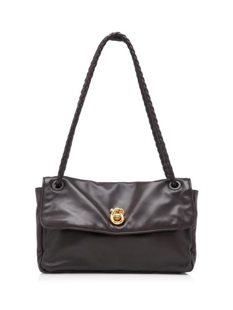 Bottega Veneta Knot Lock Leather Shoulder Bag brown