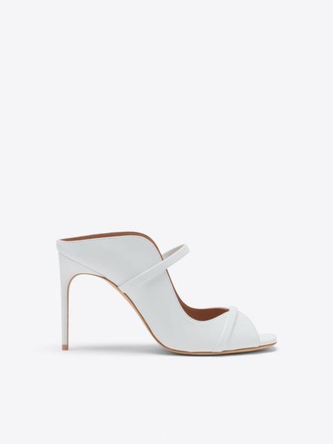 MALONE SOULIERS Noah 90 White Leather Heeled Sandals