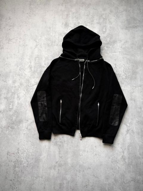 SAINT LAURENT Saint Laurent Paris 13SS Black Leather Elbow Patch Detachable Hood Zip-Up Hoodie by Hedi Slimane