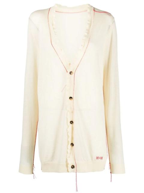 Maison Margiela contrast-stitch logo-embroidered cardigan