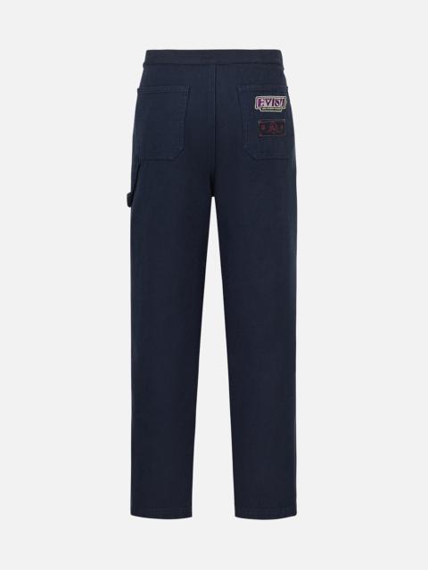 EVISU Slogan Appliqué Embroidery Straight Fit Worker Chino