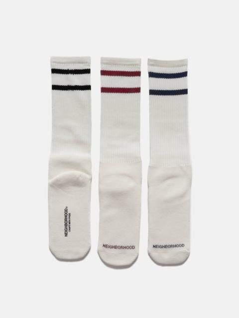 NEIGHBORHOOD Classic 3Pack Socks White