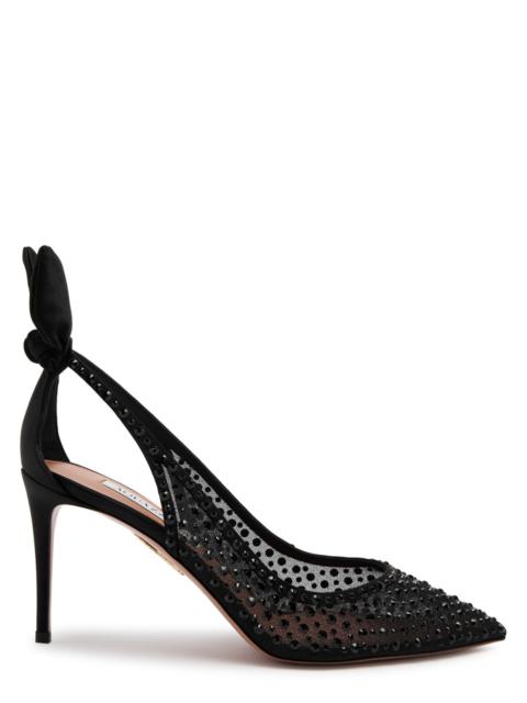 AQUAZZURA Aquazzura Bow Tie 85 Crystal-embellished Tulle Pumps