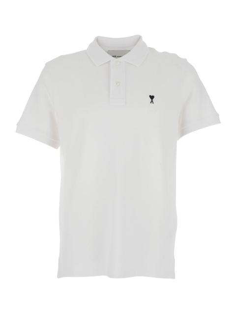 AMI Paris Ami Paris Men White Polo Shirt With Adc Embroidery On The Front And Classic Cotton Collar For Men