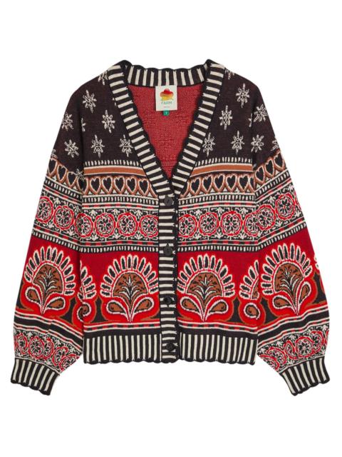 FARM RIO Farm Rio Ainika Groove Patterned Cotton Cardigan