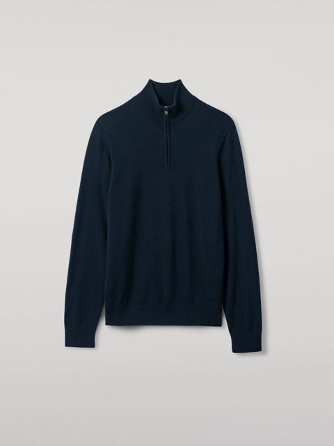 Johnstons of Elgin Classic Cashmere Green Zip Neck Jumper
