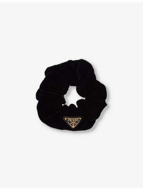 Prada Logo-plaque velvet scrunchie