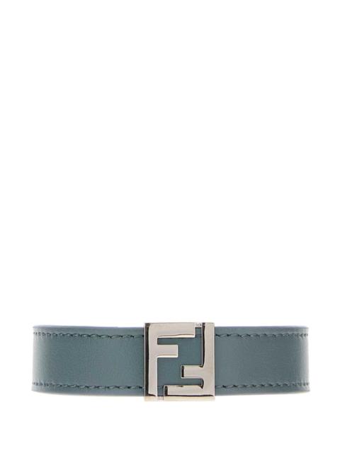 FENDI Fendi Men Cerulean Blue Leather Ff Bracelet
