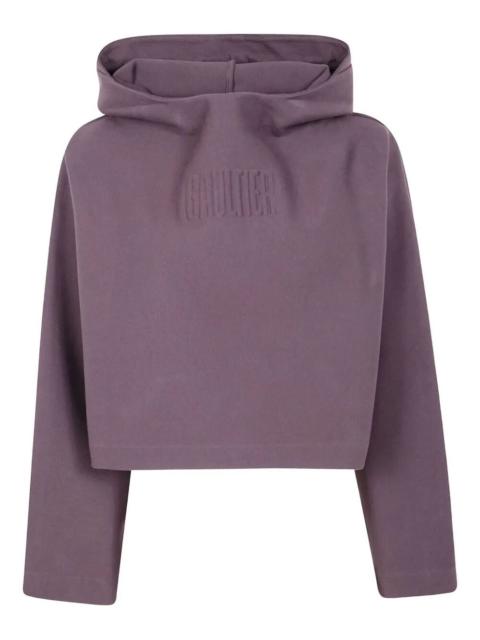 Jean Paul Gaultier Bonded Cotton Cropped Bat Sleeves Hoodie With "Gaul