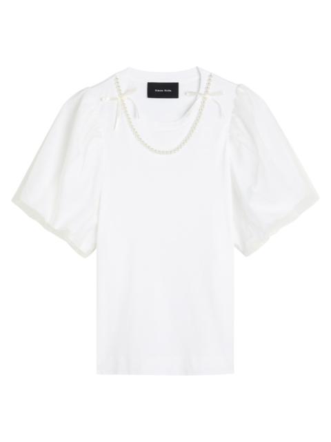 Simone Rocha Simone Rocha Tulle Overlay Puff Sleeve Cotton T-shirt