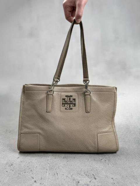TORY BURCH Tory Burch Pebbled Leather Tote Shoulder Bag Beige Large 00s