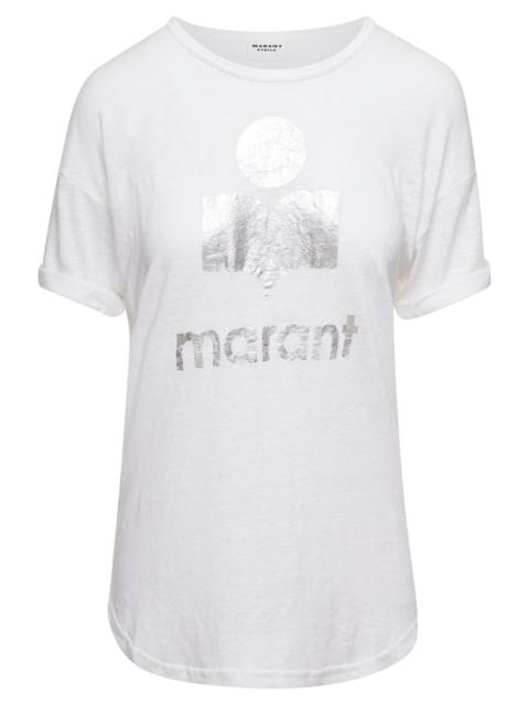 Isabel Marant Etoile Women 'Koldi' White Crewneck T-Shirt With Contrasting Logo In Linen Woman Isabe