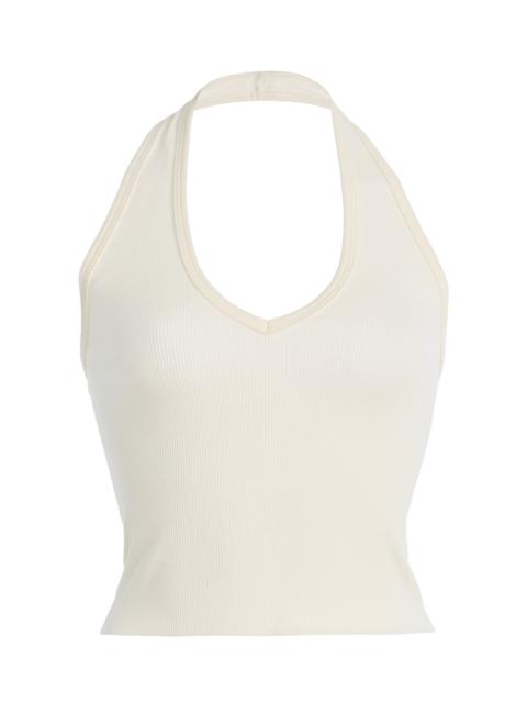 ÉTERNE Cotton-Blend Halter Top ivory