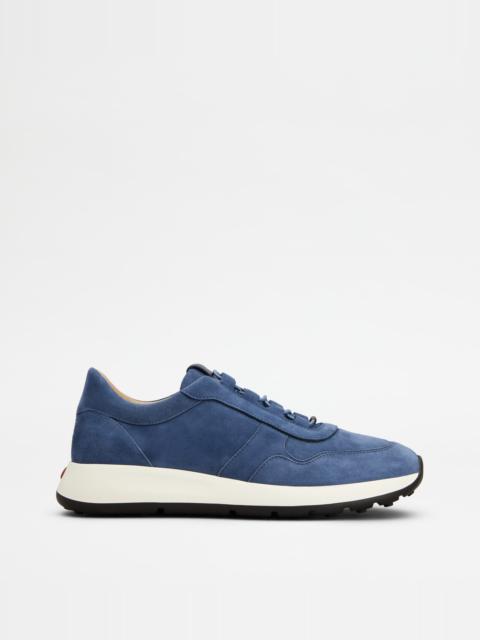 Tod's RED DOT SNEAKERS IN PASHMY SUEDE - BLUE