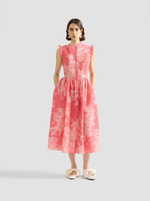 Erdem FLORAL PRINT COTTON FIT AND FLARED MIDI DRESS