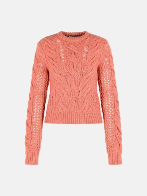 Sportmax 'RADIO' CREWNECK SWEATER WITH PINK WOOL BLEND BRAIDS
