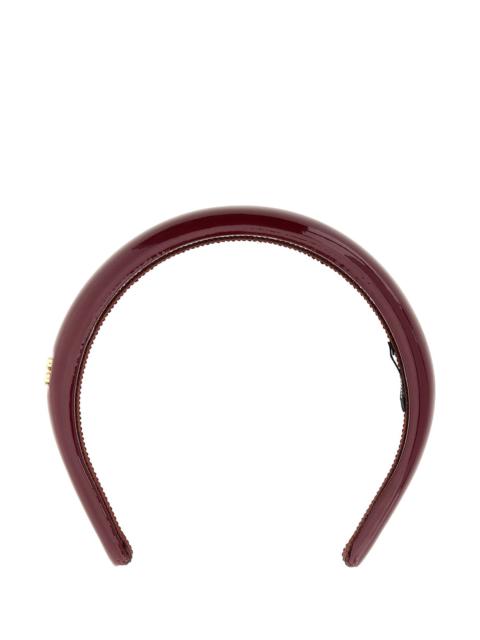 Miu Miu Women Tyrian Purple Leather Headband