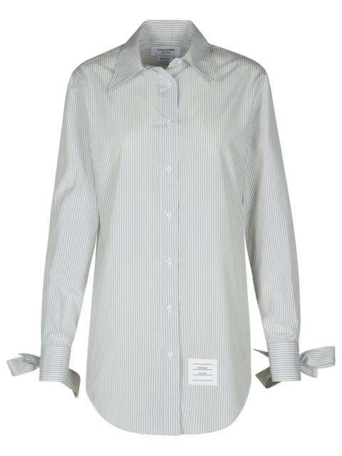 Thom Browne Long Shirt In Grey Silk Blend Woman