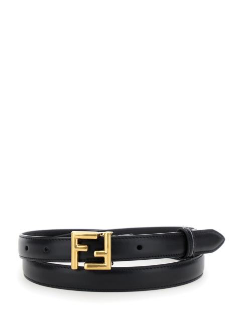 FENDI Fendi Women Black Thin Belt With Ff Buckle In Leather Woman