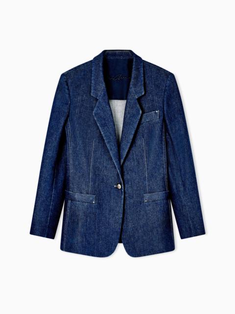 GIORGIO ARMANI DENIM SINGLE-BREASTED JACKET IN STRETCH COTTON