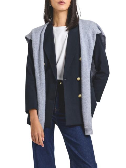 DEREK LAM 10 CROSBY Derek Lam 10 Crosby Walter Cotton Blend Double Breasted Jacket with Shrug in Midnight/Vapor at Nords